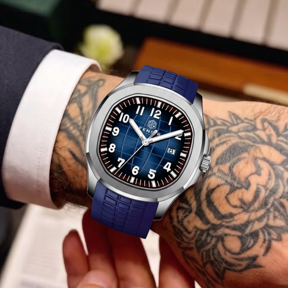 Luxury Watch With Rubber Strap - Light Luxury Men's Quartz Watch with