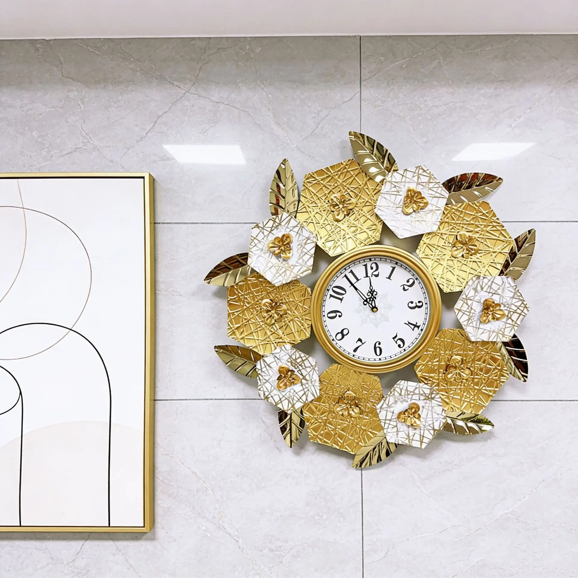 Wrought iron metal large flowe - Luxury Watch Wall Clock recension och pris