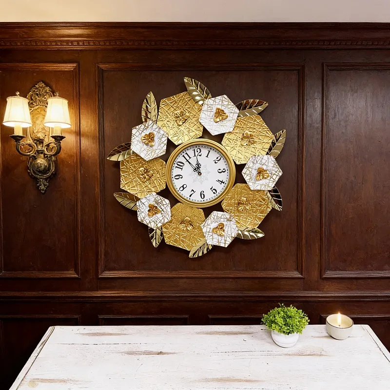 Wrought iron metal large flowe - Luxury Watch Wall Clock recension och pris